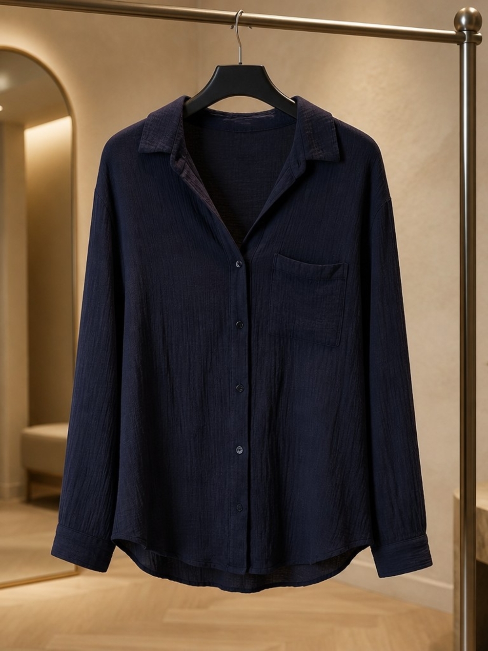 Shade & Shore Navy Button-Down Long Sleeve Shirt